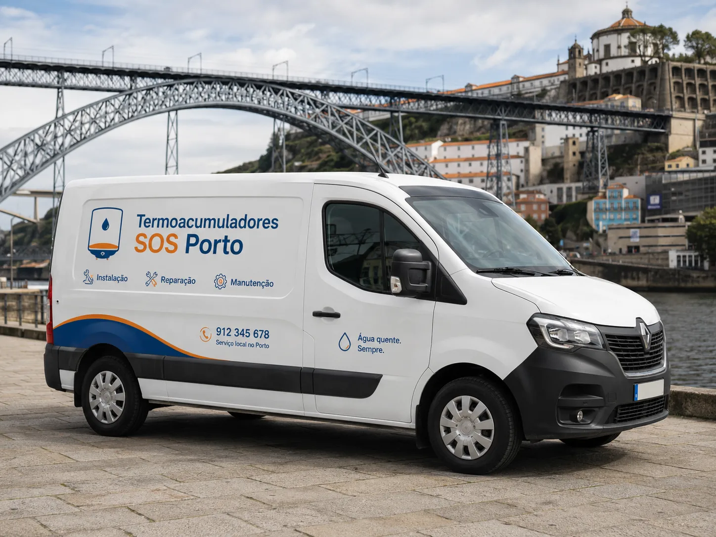 Carrinha de assistência Termoacumuladores SOS Porto para instalação e reparação de equipamentos